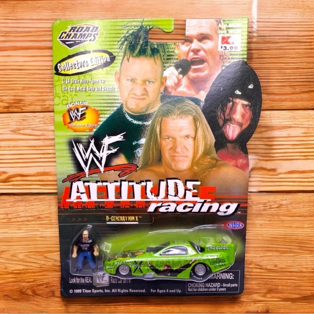 NEW WWF Attitude Racing Car & Figure Stone Cold Steve Austin & X-Pac 1999